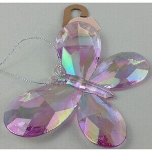 Iridescent Butterfly Christmas Hanging Insect Ornament Shiny Clear Holiday Time